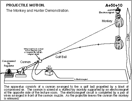Diagram of the Monkey and Hunter demonstration apparatus